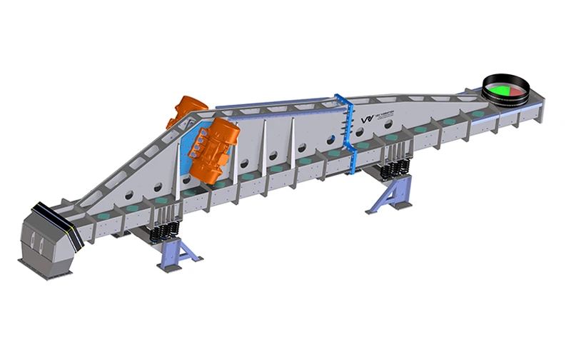 Industrial vibrating conveyor for long-distance bulk material transport and automated production lines