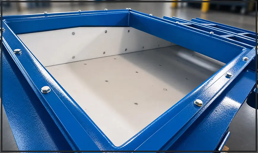 vibrating feeder with UHMWPE wear-resistant lining for glass raw material conveying vibrating feeder with UHMWPE wear-resistant lining for glass raw material conveying