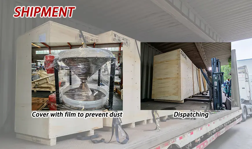 Bin activator shipment to food industry Bin activator shipment to food industry